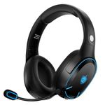 PS5 Gaming Headset for PS4, PC, PHOINIKAS Q6S Bluetooth 5.3 Over Ear Headphones with Detachable Noise Cancelling Mic, 30h Playtime, Stereo Sound, Bluetooth only for Phone/Laptop/Table (Black)