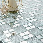Lovdeco Mirror Peel and Stick Square Mosaic Tile for Kitchen Backsplash, 12" x 10", 6 Pieces, 5 SQ.FT.