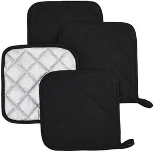 Pot Holders for Kitchen Clearance,Heat Resistant Potholder, Hot Pads, Oven Potholders Bulk, Cloth Pot Holders for Cooking and Baking 4 Pack Black
