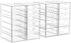 ARSTPEOE 22 Drawers, Acrylic Desk Makeup Organizer, Plastic Drawers Organizer, Stackable Storage Solution for Makeup, Dresser, Office, Bathroom Clear Plastic Craft and Bead Storage Cabinet