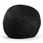 Big Joe Fuf Large Foam Filled Bean Bag Chair with Removable Cover, Black Plush, Soft Polyester, 4 feet Big