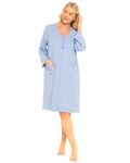 Ladies Supersoft Waffle Jersey Zip Robe (SMALL, BLUE)