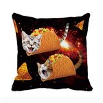 UOOPOO Taco Cats Space Throw Pillow Case 18 x 18 Inches Soft Cotton Canvas Home Decorative Cushion Cover for Sofa and Bed One Side Print