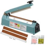 VEVOR Impulse Sealer 8 inch, Manual Heat Seal Machine with Adjustable Heating Mode, Iron Shrink Wrap Bag Sealers for Plastic Mylar PE PP Bags, Portable Poly Bag Sealing Machine with Extra Replace Kit