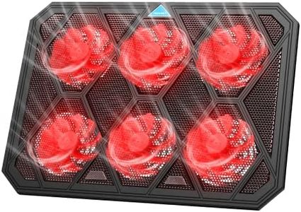 VOXON Laptop Notebook Cooling Pad - Gaming Laptop Stand with Seamless Speed Control, 6 Fans at 1400 RPM, 65CFM, Red LED, Dual USB Ports - Laptop Cooler Fits Up to 19" Laptops
