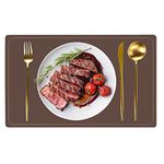 Maharsh Pu Leather Dining Table Mat Waterproof Heat Insulation Placements (Brown, 4)