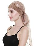 Easy Wear Chemo Caps for Women Cancer Scarves Hats Elastic Beanie Light Brown