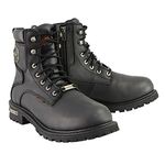 Milwaukee Leather Men's Black Leather Wide Width 6-Inch Lace-Up Logger Waterproof Motorcycle Boots MBM9096WP - 11.5W