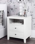 Brooklyn White Bedside Table with 2 drawers and shelf, metal runners, dovetail joints, ASSEMBLED