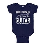 When I Grow Up I Want To Play Guitar Like My Daddy Baby Bodysuit One Piece or Toddler T-Shirt, Navy Blue One-piece, 18 mo (12-18 mo)