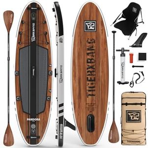 TIGERXBANG Paddle Board, 10.8' Stand Up Paddle Board with Premium Complete Inflatable SUP Accessories, Extra Wide Paddleboards for Adults & Kids-Pandora Collection Indian Black