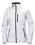 Helly Hansen Women's Crew Midlayer Fleece Lined Waterproof Windproof Breathable Rain Coat Jacket, 002 White, Large