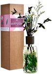 Yoove Reed Diffuser Set - Floral Garden Fragrance Reed Diffusers for Home - 250ml Glass Bottle with Plant Accents, Black Reed Sticks, Dried Flowers - Aromatherapy Reed Diffuser Oil for Relaxation