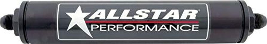 Allstar ALL40244 Black 12" Long x 2" Diameter Anodized Aluminum -8 AN Inlet/Outlet In-Line Fuel Filter Housing