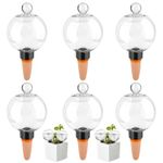 Pipihome 6 Pcs Plant Watering Globes, Plant Watering Devices, Self Watering System Plant Spikes with Terracotta Spikes, Vacation Automatic Plant Waterer for Indoor, Slow Plant Feeders Drip Water