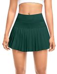 DERCA Tennis Skirt with Shorts for Women Pleated Mini Skirts High Waisted Golf Skorts with Pockets Athletic Skirts (#1 Pleated-Green,XX-Large)