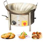 SWADESI KRAFTS Electric Kadai Commercial Stainless-Steel 202 Body With 3000 + 3000 Double Heater Commercial Fryer Electric Size 20”X22”X19” Inch (LXWXH) Used for Fry Like Samosa, Kachori