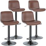 CuisinSmart Adjustable Swivel Bar Stools Set of 4, Modern Upholstered Bar Chairs with Footrest, Backrest, Counter Height Barstools, for Kitchen Island, Bar, Brown