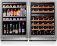 Ca'Lefort Wine Beverage Refrigerator Bundle - 48 Inch 34-65°F Drink Fridge Glass Door, 3 LED Dual Zone Wine Fridge Built-in or Freestanding, Holds 220 Cans and 52 Bottles (11.3 Cu.ft)