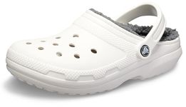 Crocs Unisex Classic Lined Clog, White Grey, 3 UK Men/ 4 UK Women