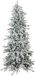 Sunnydaze Stately and Slim Artificial Christmas Tree - Unlit - Indoor Use Only - Includes Stand - Flocked Design - 7 ft