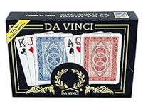 DA VINCI Ruote, Italian 100% Plastic Playing Cards, 2-Deck Poker Size Set, Jumbo Index w/Hard Shell Case and 2 Cut Cards