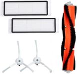 INF Replacement Accessories for Xiaomi Mi Roborock 1/2 Mijia Robot Vacuum Cleaner 5 Pieces, 1 x Main Brush, 2 x HEPA Filters, 2 x Corner Brushes