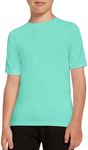 Haloumoning Boys Athletic Compression Shirt Short Sleeve Undershirt Kids Quick Dry Basketball Base Layer 5-14 Years Mint