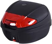 HOMCOM 30L Motorcycle Tail Box Top Case Motorbike Trunk Helmet Carrier Luggage Helmet Storage Mount Rack w/Lock