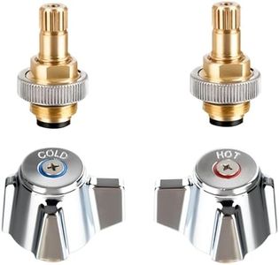 Phivan 4" Brass Faucet Handle Cartridge Replacement Stem Assembly Faucet Valves Hot and Cold Knob Handle Kit with Stem for Kitchen & Bathroom Knob Handles
