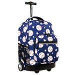 J World New York Sunrise Rolling Backpack. Roller Bag with Wheels, Base Ball, One Size