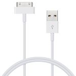 USB 2.0 Sync/Charge/Data Transfer/Charging Cable for Apple iPhone 3G/3GS/4/4s, iPad 1/2/3, iPod Touch 1/2/3/4, iPod 5th Gen, iPod Classic, iPod Nano 1/2/3/4/5/6 - WHITE (1 Pack)