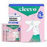 Cleevo Kitchen Cleaner Spray 1L Refill (2 Sachets makes 1 Litre), No Bottle| Powder to Liquid| Degreaser for Gas Stove, Chimney, Countertop | Non-Toxic Kitchen Surface Cleaner (Lilly)
