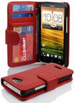 Cadorabo Book Case Compatible with HTC ONE X/X+ in Inferno RED - with Magnetic Closure and 3 Card Slots - Wallet Etui Cover Pouch PU Leather Flip