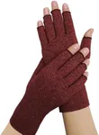 Dr. Arthritis Open-Finger Compression Gloves for Enhanced Joint Dexterity, Doctor-Developed Arthritis Gloves for Carpal Tunnel, Typing & Hand Pain Relief, Fingerless Gloves for Women & Men (Maroon)