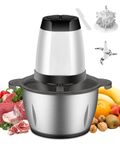 Trongle Upgraded Mini Food Chopper Meat Grinder, 2L Stainless Steel Bowl, 2 Speeds Adjustable Control, 4 Bi-Level Blades, with Garlic Peeler Non-Slip Base, Electric Mini Food Processor