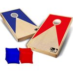 Original American Cornhole® Bleu&Red | Tossing Game | 100% Wooden| Premium Quality | Official Dimensions | 2 Boards + 8 Bean Bags + 1 Storage Bag | Outdoor & Beach Sport | OriginalCup®