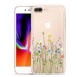 Unov Case Compatible with iPhone 8 Plus iPhone 7 Plus Case Clear with Design Embossed Pattern TPU Soft Bumper Shock Absorption Slim Protective 5.5 Inch (Flower Bouquet)