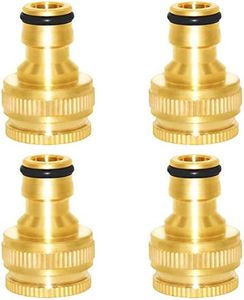 Joywayus Brass Garden Hose Tap Connector 1/2" and 3/4" GHT 2-in-1 Female Threaded Faucet Nozzle Quick Connect Adapter Universal Pipe(Pack of 4)