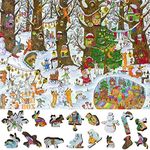 Wooden Jigsaw Puzzle for Adults - Uniquely Shaped Pieces - Made in The USA by FoxSmartBox - 245 Pieces - Fairy Forest. Winter