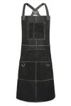 ANTAITHER Black Leather Welding Apron with 6 Pockets - Heavy Duty, Heat & Flame Resistant 36Inch