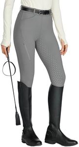 Willit Women's Horse Riding Pants Full Seat Silicone Equestrian Breeches Horseback Schooling Tights Zipper Pockets Stone Gray XS