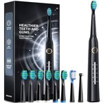 Electric Toothbrush, Sonic Toothbrushes with 8 Brush Heads 40000 VPM 5 Modes, Sonic Toothbrushes Fast Charge 4 Hours Last 30 Days, Rechargeable Electric Toothbrush for Adult (Black)