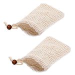 nuoshen 2 pcs Sisal Soap Bag, Natural Organic Soap Bag Exfoliating Soap Saver Pouch with Drawstring for Foaming, Drying Soaps, Exfoliation