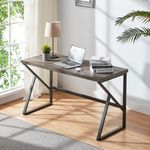 HSH Rustic Computer Desk, Metal and Wood Home Office Desk, Industrial Vintage Soho Study Writing Table, Gray 47 inch