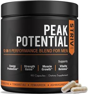 STRIVLABS Peak Potential 12-in-1 Testosterone Supplement for Men - Strength & Energy Supplement - Natural Muscle Builder with Tongkat Ali, Ashwagandha, Fenugreek & Tribulus Terrestris - 90 Capsules