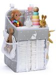 Baby Crib Diaper Caddy - Hanging Diaper Organizer - Storage For Baby Nursery - Hang on Crib, Changing Table, Playard or Furniture - Elephant Gray - 17x9x9