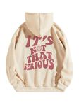 Floerns Women's Letter Graphic Print Long Sleeve Drawstring Hoodie Sweatshirt, Apricot and Brown, X-Small