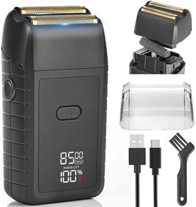 Electric Razor for Men, Electric Foil Shaver with 2-Speed Settings, High-Speed Waterproof Dual Floating Blades for Close Shaving. Rechargeable with LED Display, Ideal for Face, Beard & Head Shaving