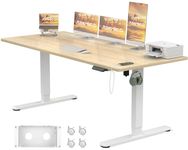 JUMMICO Electric Standing Desk 160x80 cm with Charging Port, Height Adjustable Computer Desk with Cable Tray,Ergonomic Sit Stand up Desk Rising Table Home Office Furniture, Beige